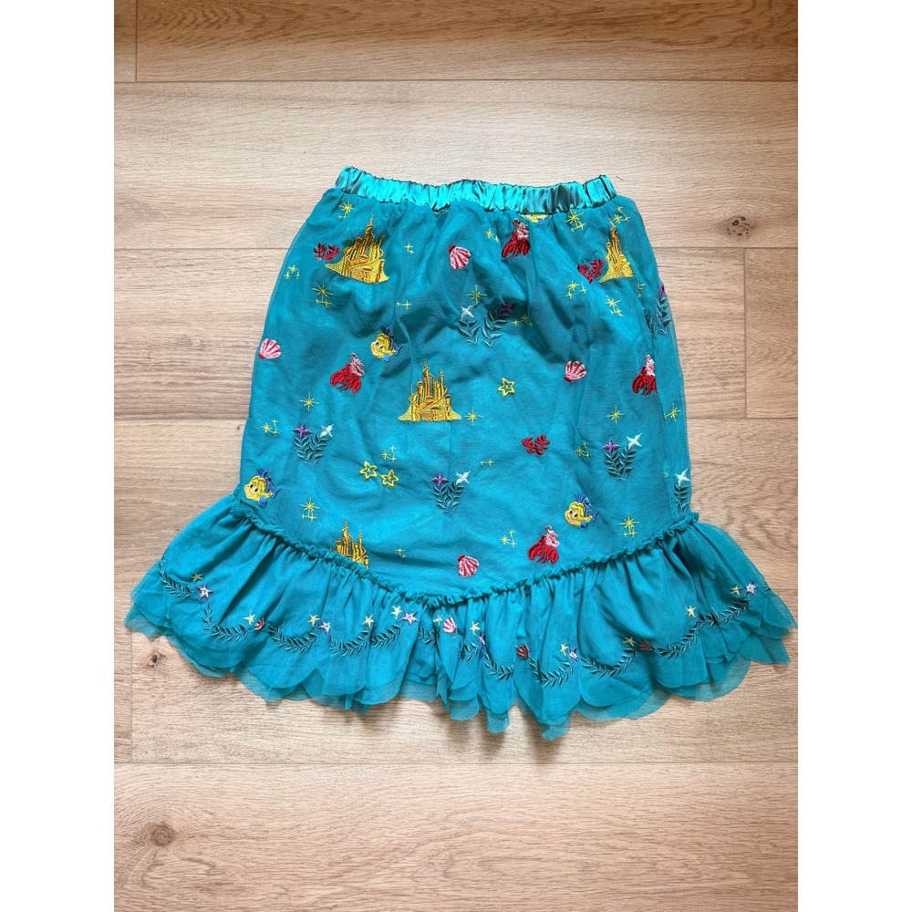 Disney Hanna Andersson Little Mermaid Ariel Embroidered Tulle Skirt Teal Large